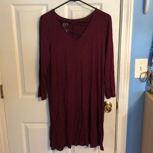 Burgundy long sleeve dress